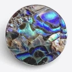 Re-Stocked, Abalone Shank Back Shell Button 5/8" 15mm Blues/Greens  # L66594