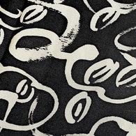 Black/Off-White Squiggly Tendrils Vintage Lightweight Hand-Painted? Silk Crepe from Japan, Four Narrow Pieces  #225