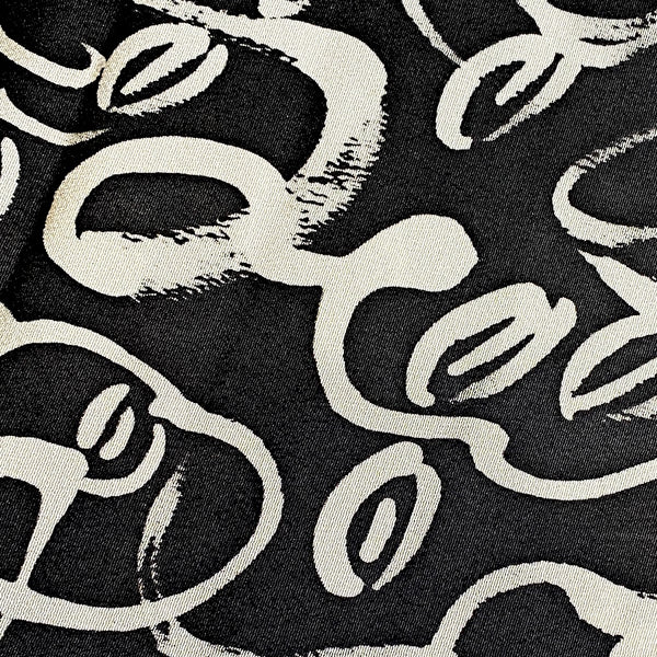 Black/Off-White Squiggly Tendrils Vintage Lightweight Hand-Painted? Silk Crepe from Japan, Four Narrow Pieces  #225