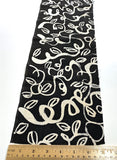 Black/Off-White Squiggly Tendrils Vintage Lightweight Hand-Painted? Silk Crepe from Japan, Four Narrow Pieces  #225