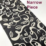 Black/Off-White Squiggly Tendrils Vintage Lightweight Hand-Painted? Silk Crepe from Japan, Four Narrow Pieces  #225
