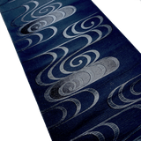 5 yards Vintage Obi Silk from Japan: Black Shiny Swirls on Sheer Featherweight Stripe, Unusual, Light #226