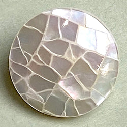 Re-Stocked, Mother of Pearl "Mosaic" Shank Back Shell Button 5/8" 15mm  # L-66595
