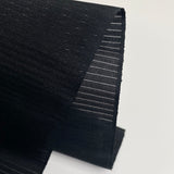 5 yards Vintage Obi Silk from Japan: Black Shiny Swirls on Sheer Featherweight Stripe, Unusual, Light #226