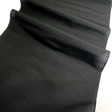 5 yards Vintage Obi Silk from Japan: Black Shiny Swirls on Sheer Featherweight Stripe, Unusual, Light #226