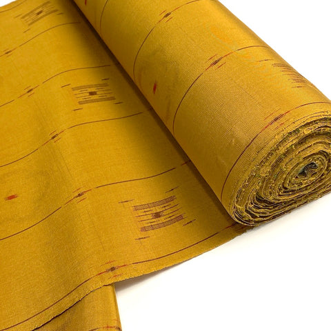 Ochre Dijon Turmeric Ikat, Vintage Kimono Silk from Japan By the Yard   #228