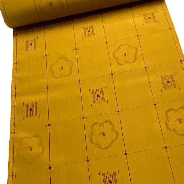 Ochre Dijon Turmeric Ikat, Vintage Kimono Silk from Japan By the Yard   #228