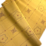Ochre Dijon Turmeric Ikat, Vintage Kimono Silk from Japan By the Yard   #228