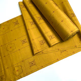 Ochre Dijon Turmeric Ikat, Vintage Kimono Silk from Japan By the Yard   #228