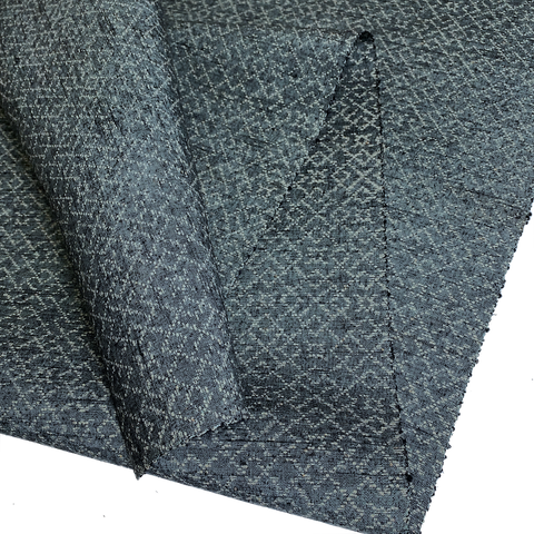 Steel-Blue-Gray Interlocking Squares, Possible Hidden Kikko Turtles, Vintage Fabric from Japan 14" x 98" Piece   #229