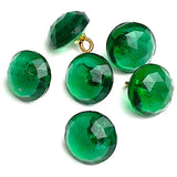 OUTLET ITEM: Emerald Green 3/8" Vintage Faceted Glass Buttons, PACK OF THREE # GL375