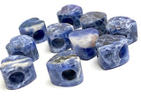 Royal Blue/White Stone Heart Faux Lapis Sodalite, Blue, Thick with Large Hole. 9/16"/14mm,  #LP-86