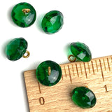 OUTLET ITEM: Emerald Green 3/8" Vintage Faceted Glass Buttons, PACK OF THREE # GL375