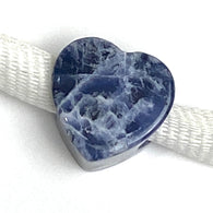 Running Low, Royal Blue/White Stone Heart 'Lapis' Sodalite, Blue, Thick with Large Hole. 9/16"/14mm,  #LP-86