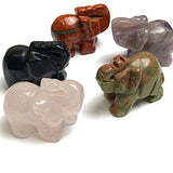 Five Stone Elephants, Various Colors Gemstone 1.5" Figurines #LP-87