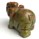 Five Stone Elephants, Various Colors Gemstone 1.5" Figurines #LP-87