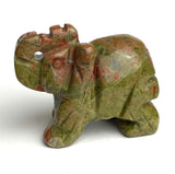Five Stone Elephants, Various Colors Gemstone 1.5" Figurines #LP-87