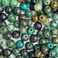 Re-Stocked, Tiny Round 4mm Green/Black Jasper Stone Beads, 4mm, Bag of 170 Beads.  #LP-17