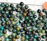Re-Stocked, Tiny Round 4mm Green/Black Jasper Stone Beads, 4mm, Bag of 170 Beads.  #LP-17