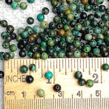 Re-Stocked, Tiny Round 4mm Green/Black Jasper Stone Beads, 4mm, Bag of 170 Beads.  #LP-17