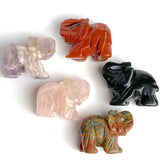 Five Stone Elephants, Various Colors Gemstone 1.5" Figurines #LP-87
