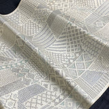 Off-White/Gray Ikat, "Sampler" Faux Patchwork Vintage Silk Tsumugi Pongee from Japan By the Yard #253