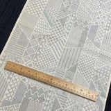 Off-White/Gray Ikat, "Sampler" Faux Patchwork Vintage Silk Tsumugi Pongee from Japan By the Yard #253