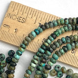 Re-Stocked, Tiny Green/Black Jasper Stone Beads, Rondelle 4mm, Strand of 160 Beads.  #LP-18