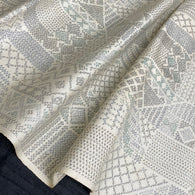 Off-White/Gray Pongee Ikat, Vintage Silk from Japan By the Yard #253