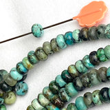 Re-Stocked, Tiny Green/Black Jasper Stone Beads, Rondelle 4mm, Strand of 160 Beads.  #LP-18