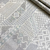 Off-White/Gray Ikat, "Sampler" Faux Patchwork Vintage Silk Tsumugi Pongee from Japan By the Yard #253