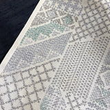 Off-White/Gray Ikat, "Sampler" Faux Patchwork Vintage Silk Tsumugi Pongee from Japan By the Yard #253