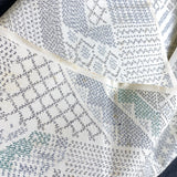 Off-White/Gray Ikat, "Sampler" Faux Patchwork Vintage Silk Tsumugi Pongee from Japan By the Yard #253
