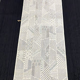Off-White/Gray Ikat, "Sampler" Faux Patchwork Vintage Silk Tsumugi Pongee from Japan By the Yard #253