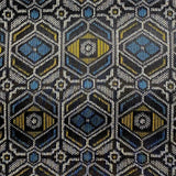Black/Gray/Gold/Blue Ikat Masterpiece, Vintage Silk Oshima? Pongee from Japan By the Yard #256