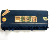 Solid Dark Indigo Blue/Black Slubby Lustrous Dupioni-Like Vintage Kimono Silk from Japan, By the Yard # 301