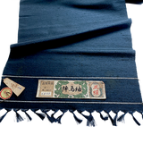 Solid Dark Indigo Blue/Black Slubby Lustrous Dupioni-Like Vintage Kimono Silk from Japan, By the Yard # 301