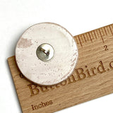 Frog, Lighter Purple Flower, Lilypad Art Stone Button, Taupe, 1-3/8" by Susan Clarke