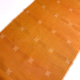 Pumpkin / Cream Sashiko-Look Checkerboard Featherweight Vintage Kimono Kasuri Ikat from Japan, By the Yard # 302