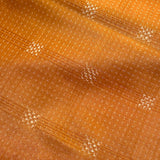 Pumpkin / Cream Sashiko-Look Checkerboard Featherweight Vintage Kimono Kasuri Ikat from Japan, By the Yard # 302