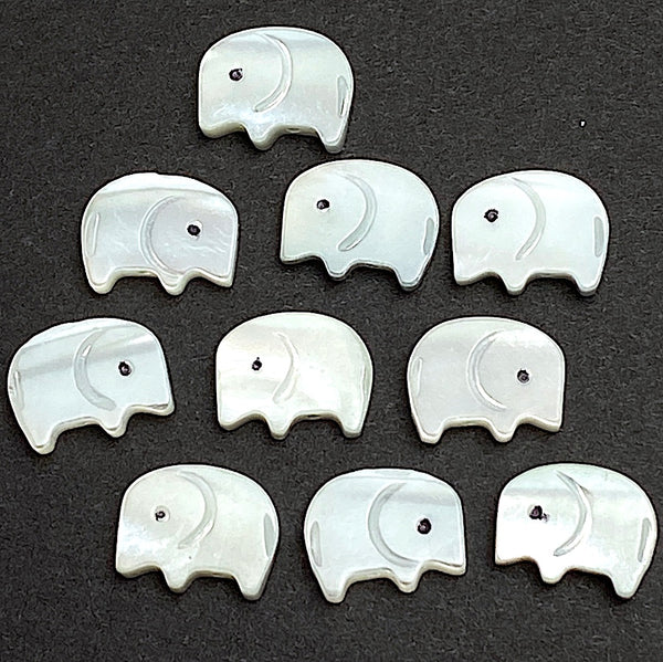 Rr-Stocked, Elephant Beads, Tiny White Shell, 7/16" 11mm MOP Pack of TEN   #LP-94