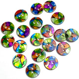 Green Psychedelic 'Stained Glass' Abstract Shell, 9/16" Colorful 14mm 2-Hole Button, Pack of 20 # LP-98
