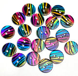 Re-Stocked, Psychedelic Zebra Abstract Shell, 9/16" Colorful 14mm 2-Hole Button, Pack of 20, # LP-99