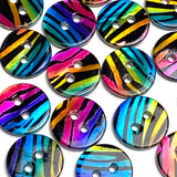 Re-Stocked, Psychedelic Zebra Abstract Shell, 9/16" Colorful 14mm 2-Hole Button, Pack of 20, # LP-99