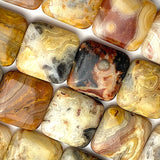 Agate Crazy Lace Gemstone Square 3/4"  Beads from Mexico, 20mm x 7mm, Pack of 10  #LP-27
