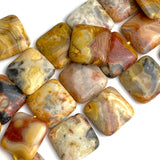 Agate Crazy Lace Gemstone Square 3/4"  Beads from Mexico, 20mm x 7mm, Pack of 10  #LP-27