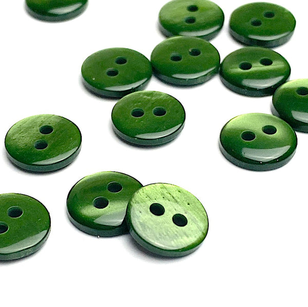 Pack of 24 Faux MOP Shell 2-Hole Buttons, Green 3/8" / 10mm Iridescent #SK-1906