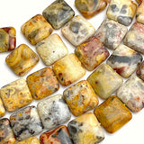 Agate Crazy Lace Gemstone Square 3/4"  Beads from Mexico, 20mm x 7mm, Pack of 10  #LP-27