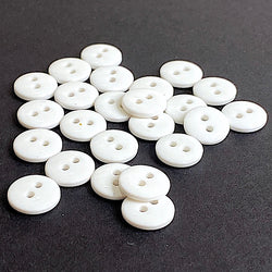 Pack of 24 Faux MOP Shell 2-Hole Buttons, White 3/8" / 10mm  #SK-1895