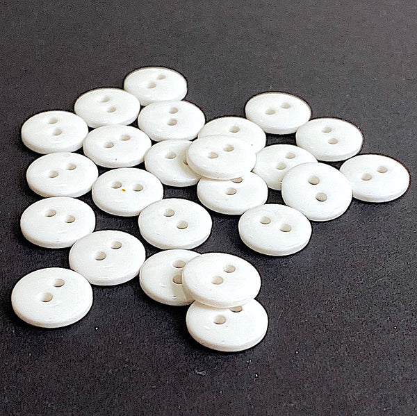 Pack of 24 Faux MOP Shell 2-Hole Buttons, White 3/8" / 10mm  #SK-1895
